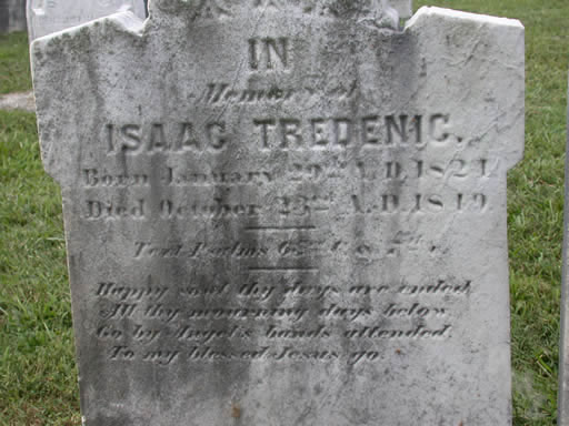 Isaac Tredenic headstone
